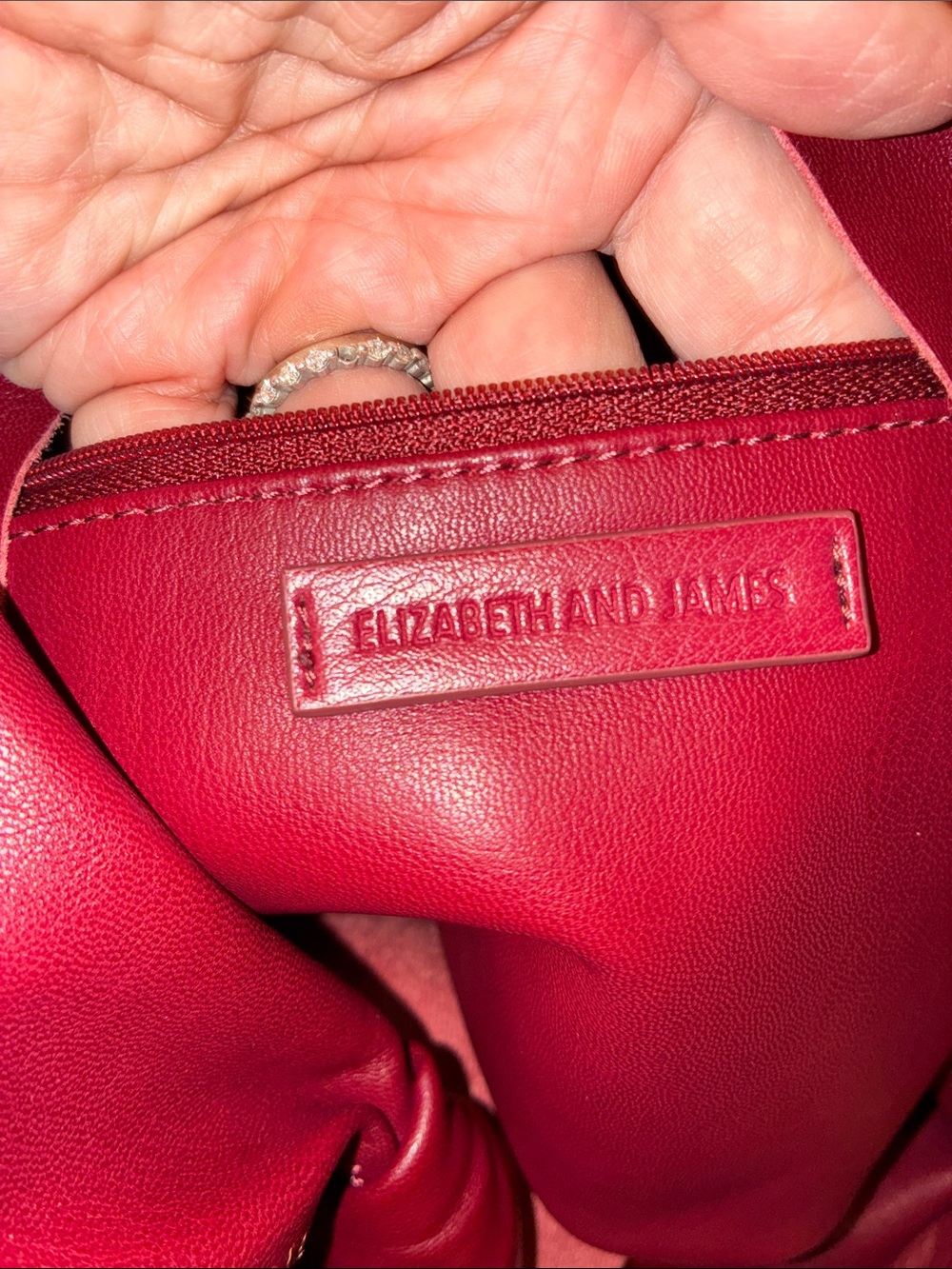 Elizabeth and James Burgundy Knotted Handle Leather Hobo - Picture 3 of 8